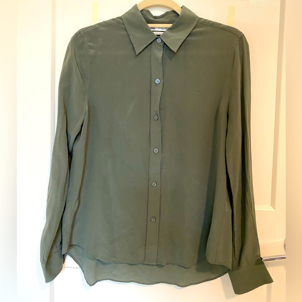 Zara Green Silk Shirt Small